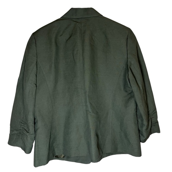 Anne Klein Linen Blend Olive Green Single Button Jacket Blazer 3/4 Sleeve Sz XL - Picture 2 of 12